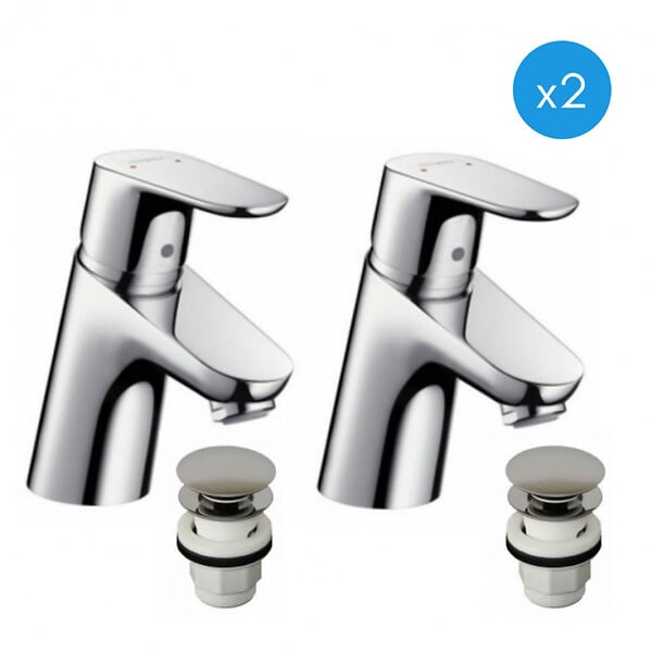HANSGROHE - Hansgrohe Focus 70 Lot de 2 mitigeurs de lavabo (31604000-DUO) - large