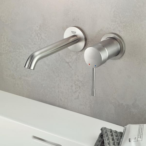 GROHE - Grohe ESSENCE NEW - Façade de Mitigeur monocommande 2 trous lavabo Taille M SuperSteel (19408DC1) - large