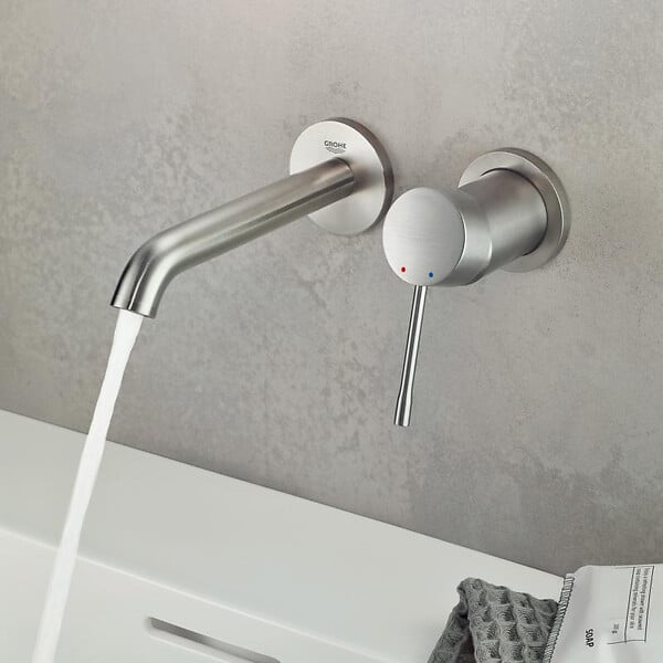 GROHE - Grohe ESSENCE NEW - Façade de Mitigeur monocommande 2 trous lavabo Taille M SuperSteel (19408DC1) - large