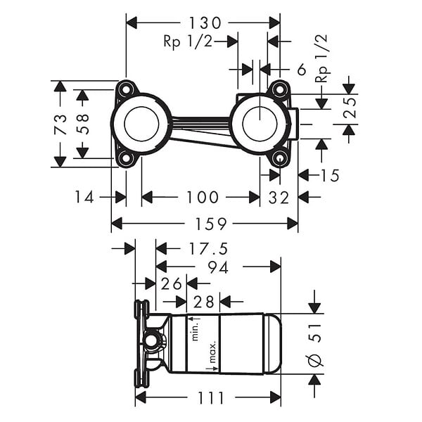 HANSGROHE - Hansgrohe Corps d'encastrement pour mitigeur à encastrer (13622180) - large