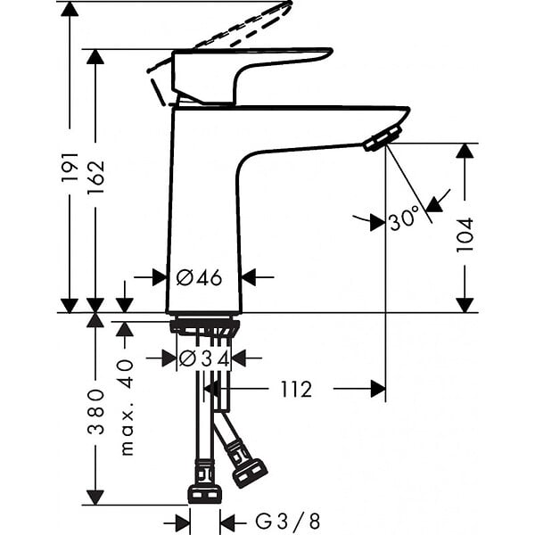 HANSGROHE - Hansgrohe Metropol Mitigeur de lavabo 110 sans tirette ni vidage, Aspect Doré poli (71712990) - large