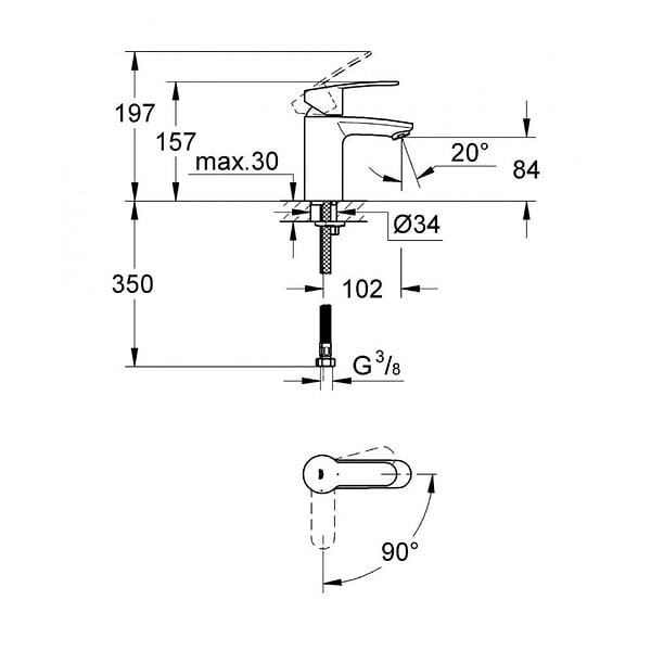 GROHE - Grohe Eurostyle Cosmopolitan - Lot de 2 mitigeurs monocommande 1/2" Lavabo Taille S (2337320E-DUO) - large