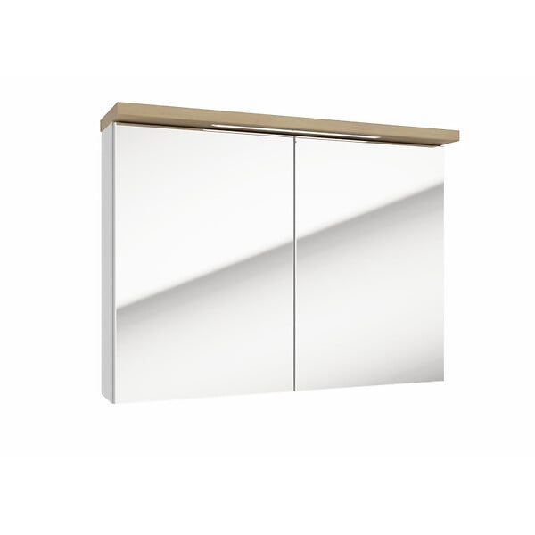 NATUREL - Armoire de toilette avec miroir et éclairage LED, 80x60 cm blanc, Naturel Stilla (STILLAE08002) - large