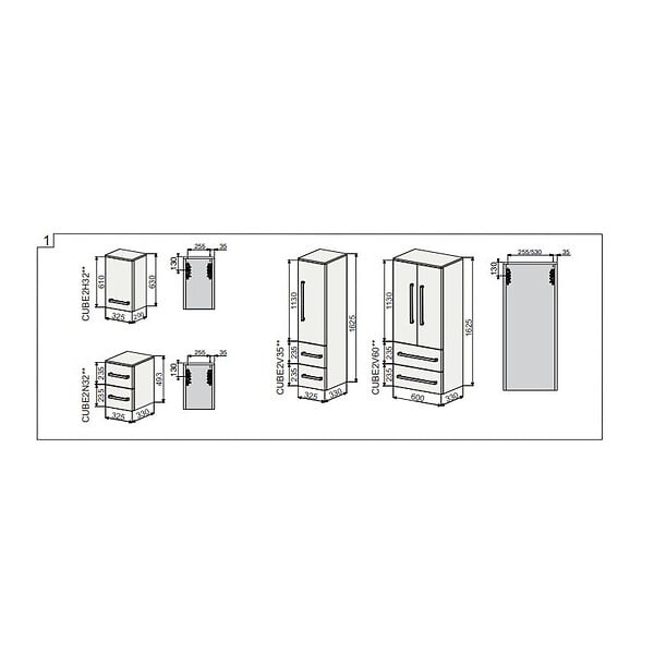 NATUREL - Naturel Meuble de salle de bain bas Naturel Cube Way 32,5x51x33 cm béton (CUBE2N32BE) - large