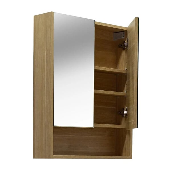 NATUREL - Naturel Lucca Armoire de toilette assemblée 60x75 cm, stratifié, 4 étagères, miroir, couleur chêne (LUCCA60CABD) - large