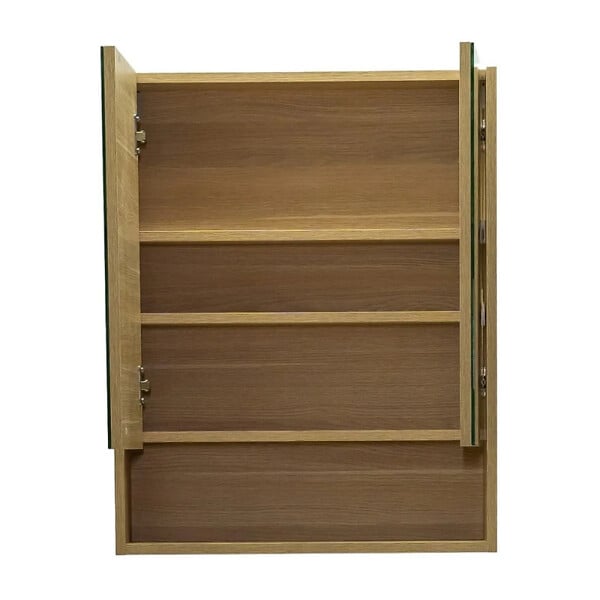 NATUREL - Naturel Lucca Armoire de toilette assemblée 60x75 cm, stratifié, 4 étagères, miroir, couleur chêne (LUCCA60CABD) - large
