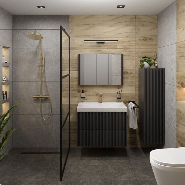 SWISS AQUA TECHNOLOGIES - Swiss Aqua Technologies Meuble de salle de bain haut SAT Delano 34x125x36 cm noir (DELANOV35CD) - large