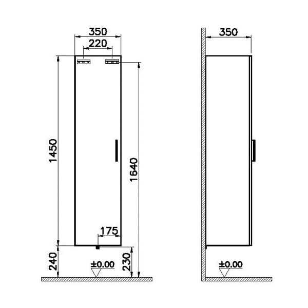 VITRA - Vitra  Mia armoire 145x35x35 cm pour salle de bain, porte softclose, blanc brillant (MIAV35B) - large