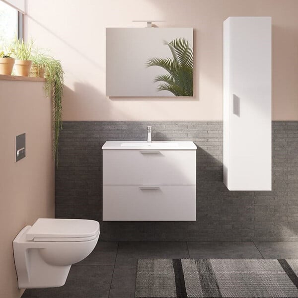 VITRA - Vitra  Mia armoire 145x35x35 cm pour salle de bain, porte softclose, blanc brillant (MIAV35B) - large