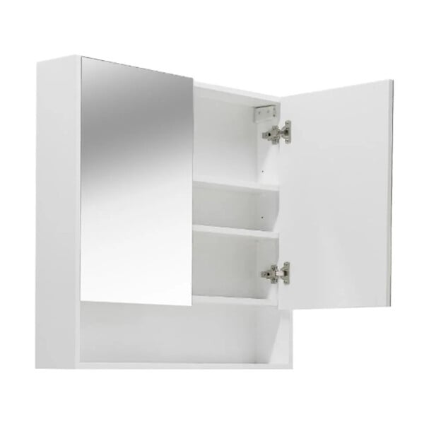 NATUREL - Lucca Armoire de toilette assemblée 80x75 cm, stratifié, 4 étagères, miroir blanc (LUCCA80CABW) - large