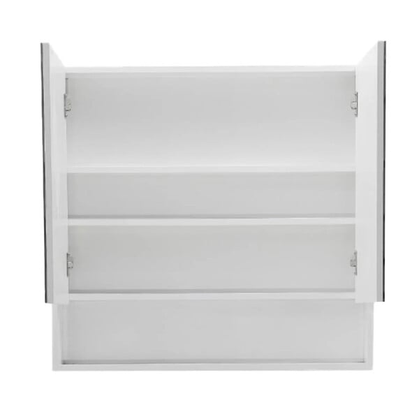 NATUREL - Lucca Armoire de toilette assemblée 80x75 cm, stratifié, 4 étagères, miroir blanc (LUCCA80CABW) - large