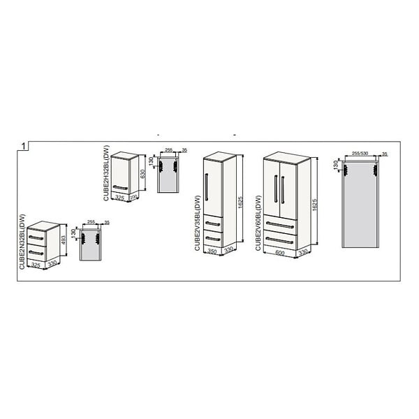 NATUREL - Naturel Meuble de salle de bain Cube Way 32,5x33 cm blanc brillant (CUBE2N32BL) - large