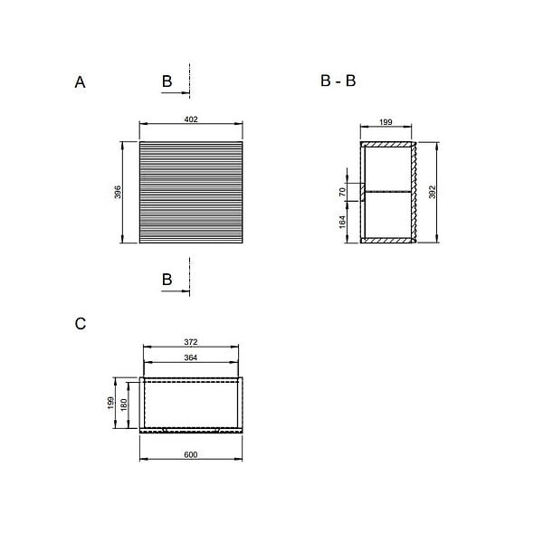 NATUREL - Naturel Meuble de salle de bain Savona 40,2x39,6x21,7 cm gris mat (SAVONAH40GM) - large