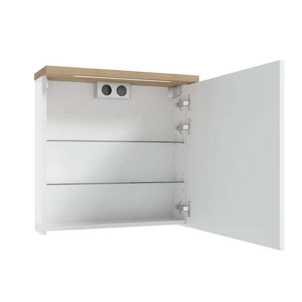 NATUREL - Naturel Armoire à miroir Naturel Stilla + LED 60x60 cm blanc (STILLAE06017) - large