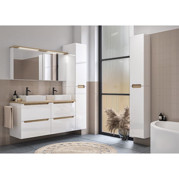 NATUREL - Naturel Armoire à miroir Naturel Stilla + LED 60x60 cm blanc (STILLAE06017) - large