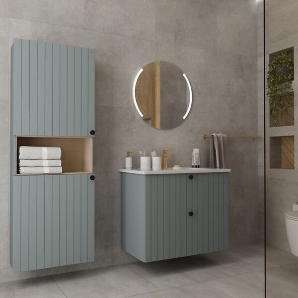 VITRA - Vitra  Meuble de salle de bain bas Vitra Root 55x155x25 cm vert mat (ROOTN55FZ) - large