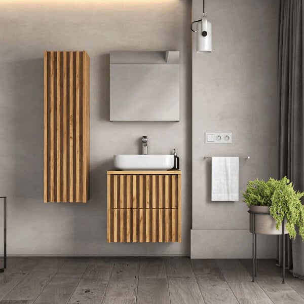 SWISS AQUA TECHNOLOGIES - Swiss Aqua Technologies Meuble de salle de bain haut SAT Delano chêne mat (DELANOV35DD) - large