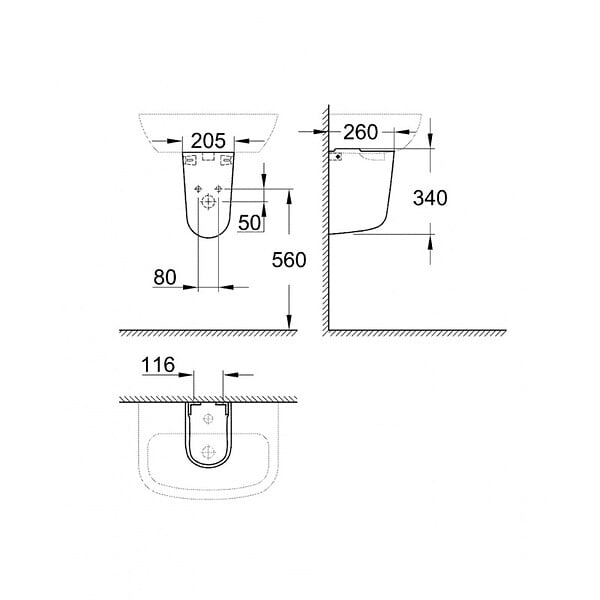 GROHE - Grohe Bau Ceramic Cache-siphon, blanc alpin (39426000) - large