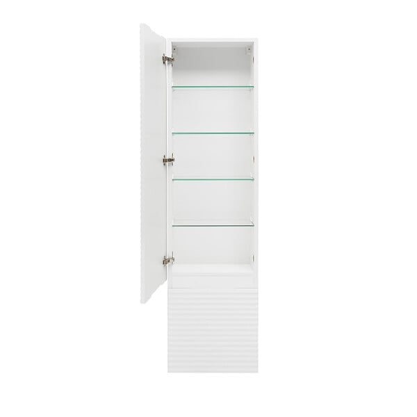 NATUREL - Naturel Meuble colonne suspendue salle de bain strié Savona 40,2x157x21,7 cm blanc brillant (SAVONAV40BI) - large