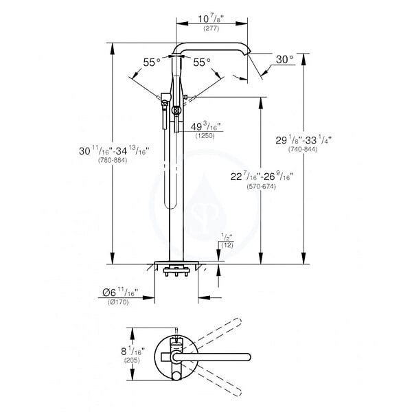 GROHE - Essence Mitigeur monocommande Bain/Douche 1/2", montage au sol (23491AL1) - large