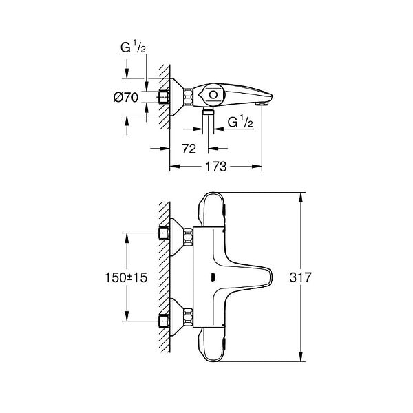 GROHE - GROHTHETM 1000 Mitigeur Thermostatique Bain/Douche, Chrome (34816003) - large
