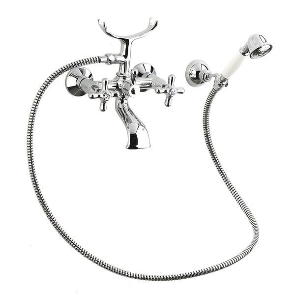 PAFFONI - Paffoni Ricordi Mélangeur pour baignoire avec douchette 150mm et support, Chrome et Blanc (IR023) - large