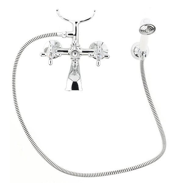 PAFFONI - Paffoni Ricordi Mélangeur pour baignoire avec douchette 150mm et support, Chrome et Blanc (IR023) - large