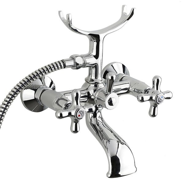 PAFFONI - Paffoni Ricordi Mélangeur pour baignoire avec douchette 150mm et support, Chrome et Blanc (IR023) - large
