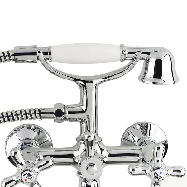 PAFFONI - Paffoni Ricordi Mélangeur pour baignoire avec douchette 150mm et support, Chrome et Blanc (IR023) - large