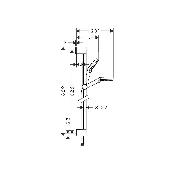 HANSGROHE - Hansgrohe Pack Mitigeur thermostatique bain/douche 400 avec tablette, bec déverseur rotatif + Set de douche 2 jets, Chrome - large