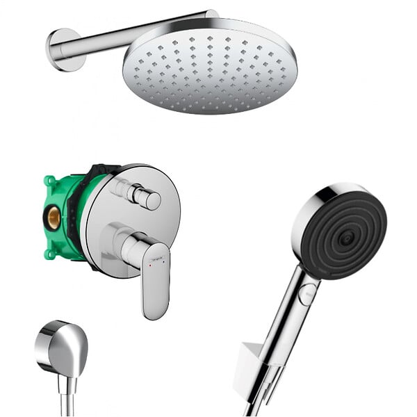 HANSGROHE - Hansgrohe Vernis Blend Pulsify Set de douche tout en 1 avec Douche de tête 205 XXL + Douchette 3 jets Performance - large