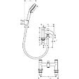 HANSGROHE - Vernis Blend Set bain/douche mitigeur + Douchette à main avec support mural, Chrome (71461000) - vignette