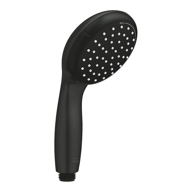 GROHE - Grohe Set de douche mitigeur monocommande + Douchette 2 jets + support mural + Flexible 1750 mm, noir mat - large