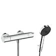 HANSGROHE - Hansgrohe Ecostat Set Mitigeur thermostatique douche + Douchette à main XXL 105mm 3 jets + Flexible de douche 125cm, support mural, Chrome - vignette