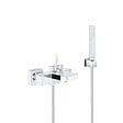 GROHE - Grohe Set bain/douche mitigeur monocommande cascade + Douchette Stick 1 jet, support mural, flexible, Chrome (23666000-CUBESTICK) - vignette