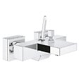 GROHE - Grohe Set bain/douche mitigeur monocommande cascade + Douchette Stick 1 jet, support mural, flexible, Chrome (23666000-CUBESTICK) - vignette