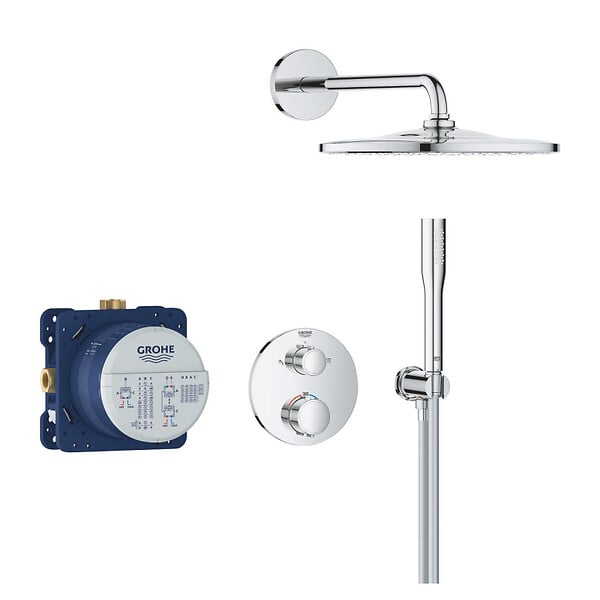 GROHE - Grohe Precision Set de douche encastrée avec mitigeur thermostatique + Douche de tête + Douchette, chrome (G34880000) - large