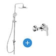 SWISS AQUA TECHNOLOGIES - Swiss Aqua Technolgy Set de douche avec mitigeur + Douchette 3 jets barre avec curseur + Douche de tête XXL 254 mm Chrome - vignette
