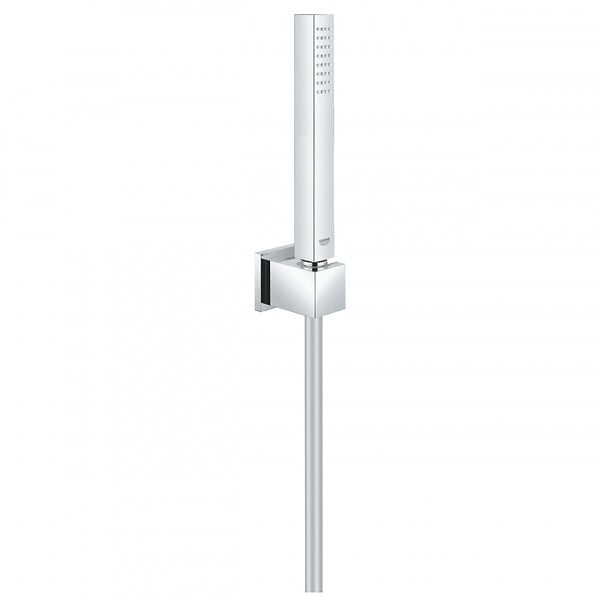 GROHE - Grohe Set bain/douche mitigeur thermostatique cascade + Douchette Stick 1 jet, support mural, flexible, Chrome (34467001-CUBESTICK) - large