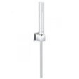 GROHE - Grohe Set bain/douche mitigeur thermostatique cascade + Douchette Stick 1 jet, support mural, flexible, Chrome (34467001-CUBESTICK) - vignette