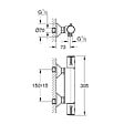 GROHE - Grohe Set de douche Mitigeur thermostatique Grohtherm + Douchette Stick 1 jet, support mural, flexible, Chrome (34558000-CUBESTICK) - vignette