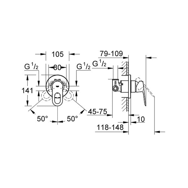 GROHE - BauLoop mitigeur monocommande douche à encastrer, chrome (G29042000) - large