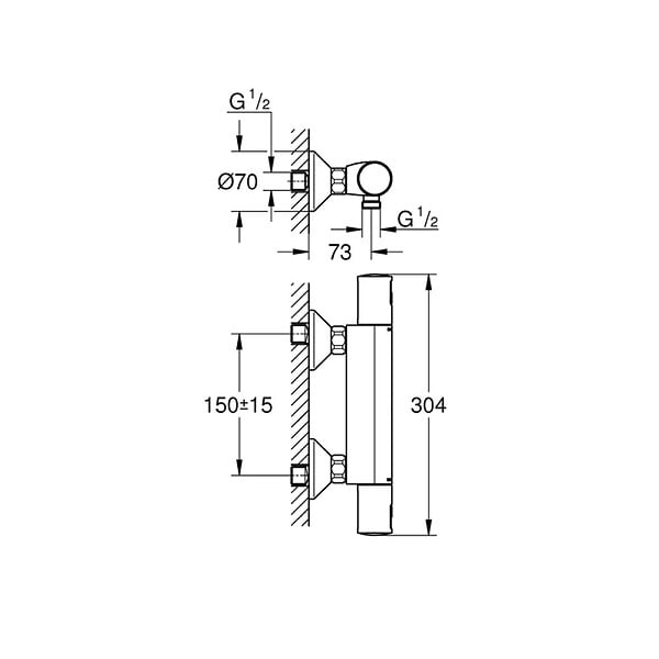 GROHE - Grohe PRECISION START mitigeur de douche thermostatique 1/2" (G-345942430) - large