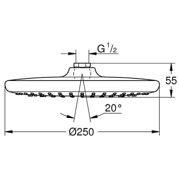 GROHE - Grohtherm Set de douche encastré avec mitigeur thermostatique, douche de tête XXL 250 et douchette, Chrome (34727000-XXL2) - large