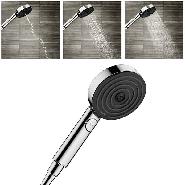 HANSGROHE - Hansgrohe Ecostat Set Mitigeur Thermostatique bain/douche + Douchette à main XXL 105mm 3 jets, flexible douche 160cm, barre 65cm - large