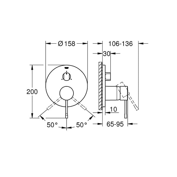GROHE - Essence mitigeur monocommande 3 sorties avec inverseur, gris foncé brossé (G24092AL1) - large