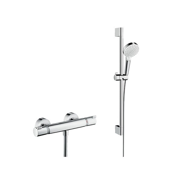 HANSGROHE - Hansgrohe Ecostat Comfort Pack Mitigeur thermostatique douche + Set de douche Crometta Vario avec douchette 2 jets - large