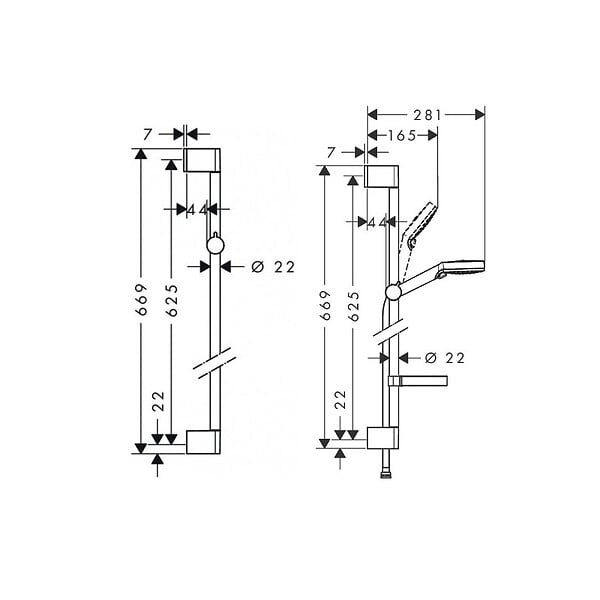 HANSGROHE - Hansgrohe Crometta Set mitigeur bain/douche + Barre 65cm + Douchette 2 jets + Flexible, Chrome (71440000-Crometta2) - large
