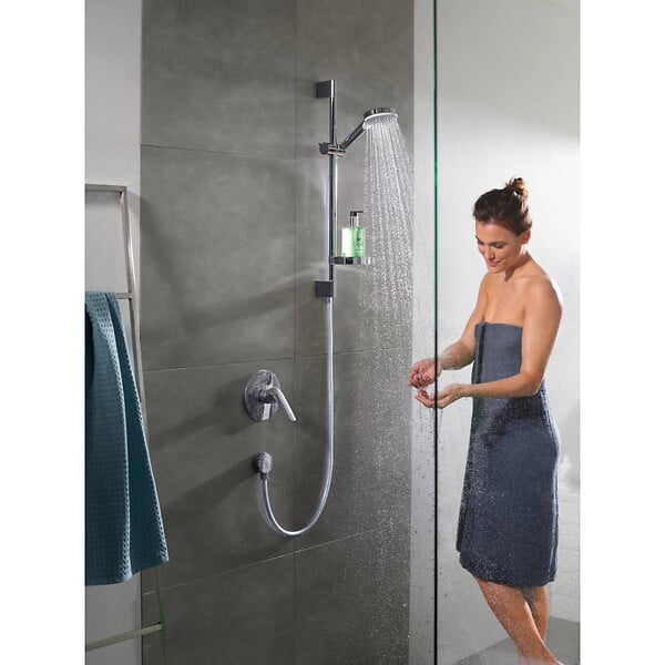 HANSGROHE - Hansgrohe Logis Pack Mitigeur encastré + Fixfit Square + Barre de douche + Porte-savon + Douchette à main, Chrome (71605000-Crometta2) - large