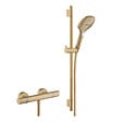 HANSGROHE - Hansgrohe Set de douche Mitigeur Comfort + Barre Unica 65cm + Douchette 3 jets Raindance 120 Select E, Bronze brossé - vignette